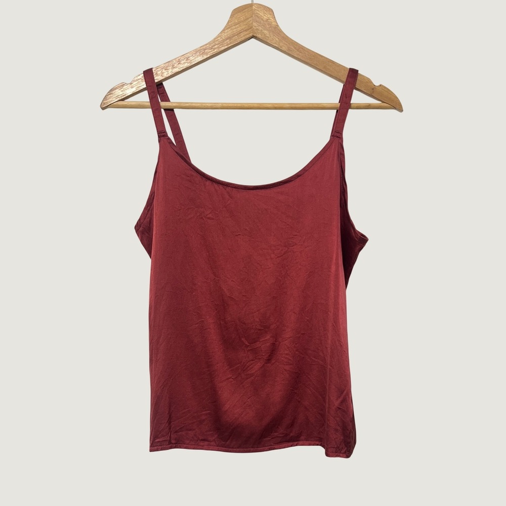 Vintage 90s Silk Camisole Cami Tank Copper Red Marc Baxis Spaghetti Strap Medium
